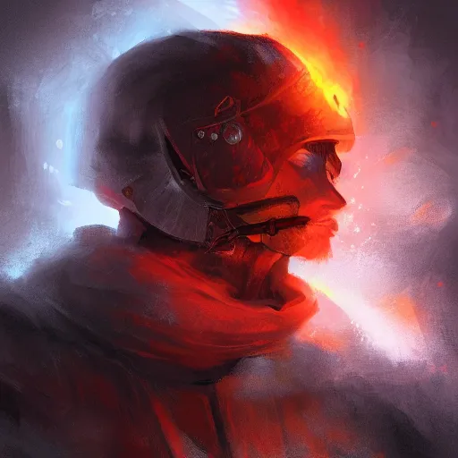 Image similar to portrait of a cold fire warrior, fantasy, concept art, digital painting, dramatic lighting