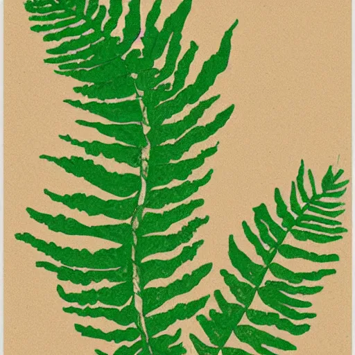 Image similar to abstract, art print, lithography, green, beige, white, fern