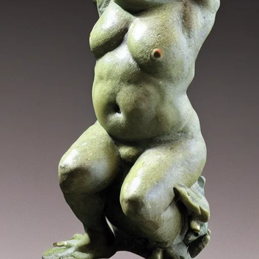 Image similar to greek statue of a buff frog