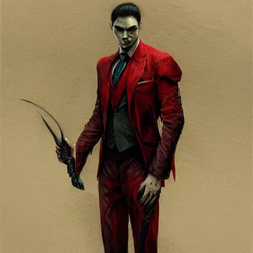 Prompt: portrait of balen shah upper body in bloody business suit, blood red eyes, vampire fangs, fantasy, intricate, elegant, highly detailed, digital painting, artstation, concept art, matte, sharp focus, illustration, art by aenaluck and roberto ferri and greg rutkowski, epic fantasy, digital painting