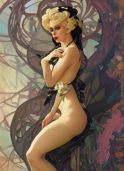 Image similar to katya, drag queen, painting by artgerm and greg rutkowski and alphonse mucha