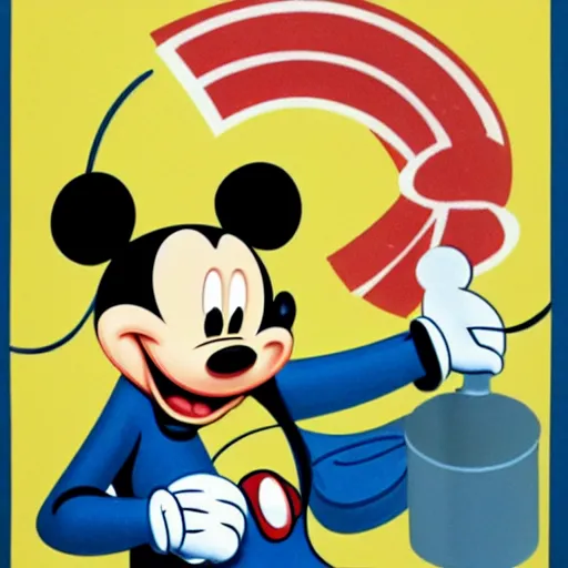 Image similar to Mickey Mouse dictator poster, propaganda