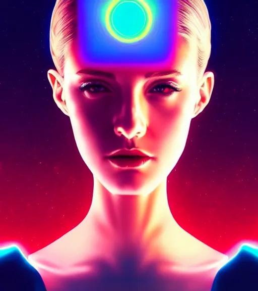 Image similar to symmetry!! european princess of technology, solid cube of light, hard edges, product render retro - futuristic poster scifi, lasers and neon circuits, beautiful european princess, intricate, elegant, highly detailed, digital painting, artstation, concept art, smooth, sharp focus, illustration, dreamlike, art by artgerm