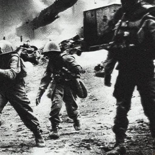 Image similar to alien invasion, world war 2, old photograph