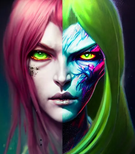 Image similar to a Demon Slayer portrait of Upper Six rank Daki , tall, pale-skinned, and slender woman with lime green eyes and long eyelashes by Stanely Artgerm,Tom Bagshaw,arthur adams,Carne Griffiths,trending on DeviantArt,street art,face enhance,chillwave,maximalist,full of color,glittering