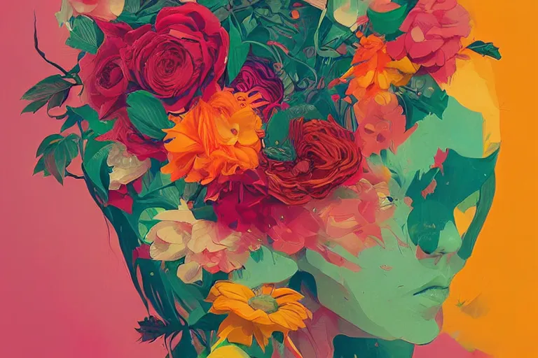 Prompt: flower art by Sachin Teng, beautiful lush colors