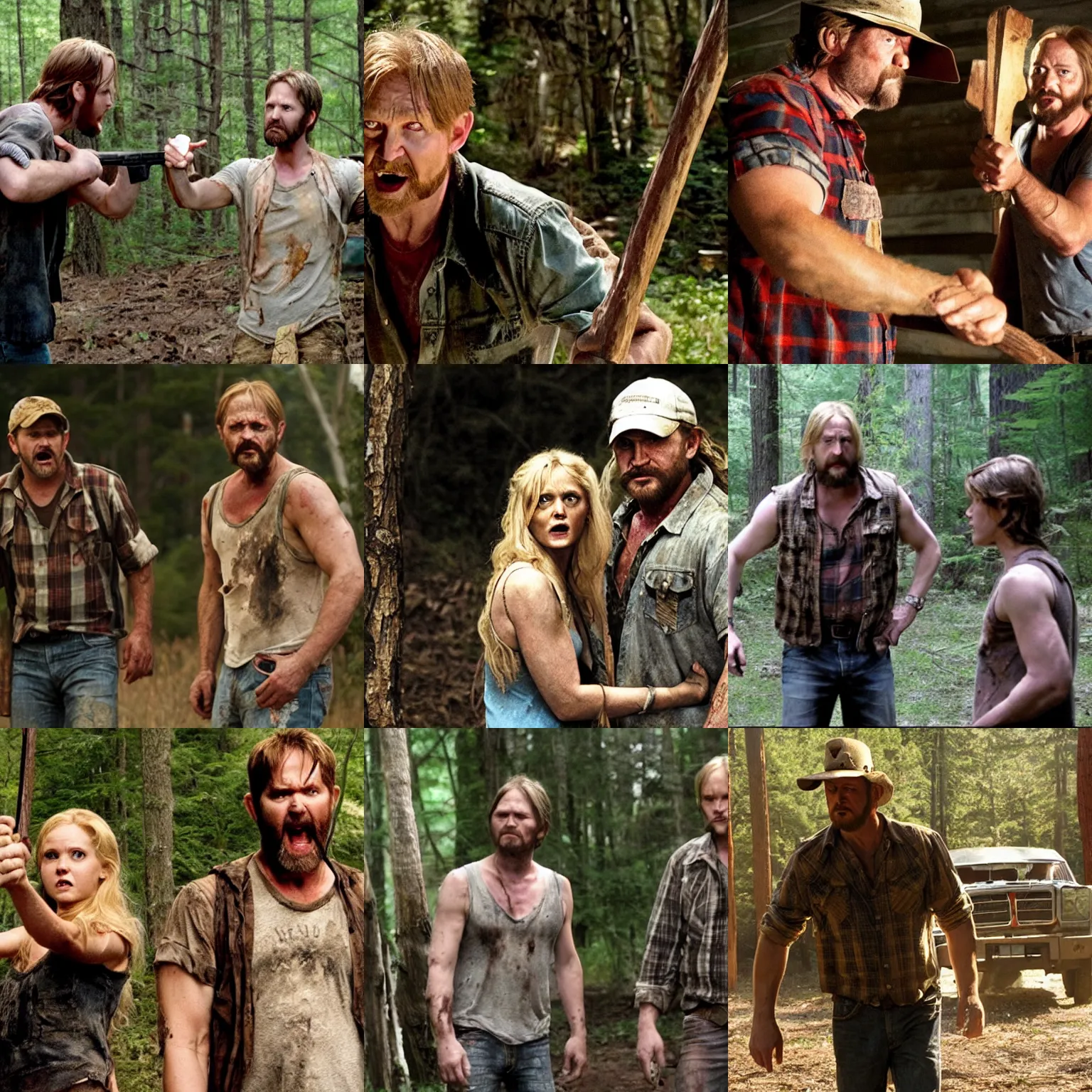Prompt: a film still from tucker and dale vs. evil ( 2 0 1 0 )