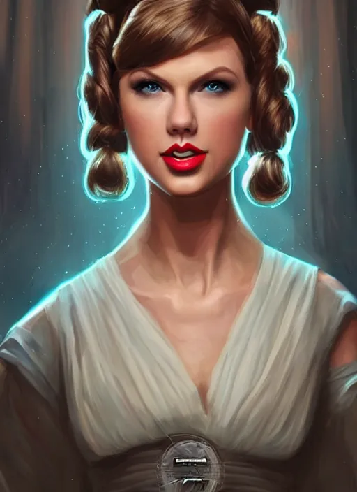 Prompt: Taylor Swift as Princess Leia in Star Wars, intricate, elegant, highly detailed, centered, digital painting, artstation, concept art, smooth, sharp focus, illustration