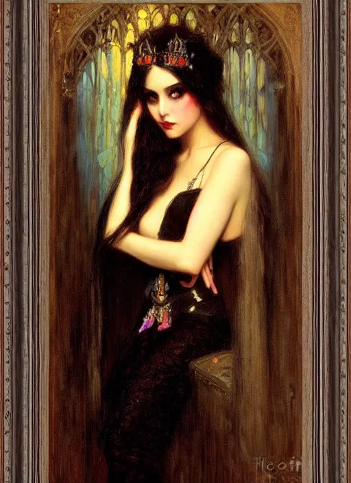 Image similar to gothic princess vertical portrait. by gaston bussiere