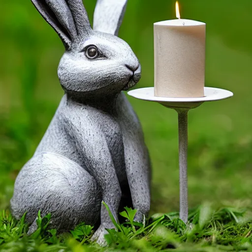 Prompt: rabbit sculpture of a candle - h 8 3 2