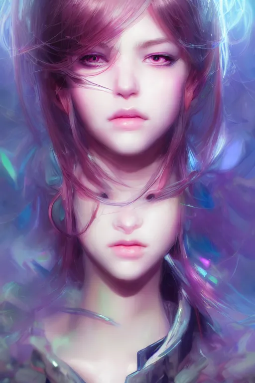 Image similar to portrait of cute girl, beautiful, fantasy, colorful, cinematic lighting, artstation, trending, highly detailed, focus, smooth, by hirohiko araki and yoshitaka amano