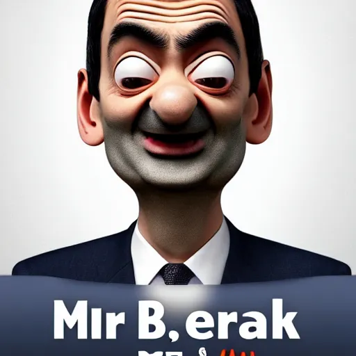 Prompt: Poster for the 2022 Mr. Bean CGI Animated Movie, Mr. Bean's head and body peaking out of the right side of the screen, Mr. Bean has a smug expression on his face, highly detailed, very detailed, extremely detailed, detailed, digital art, trending on artstation, CGI, 3D