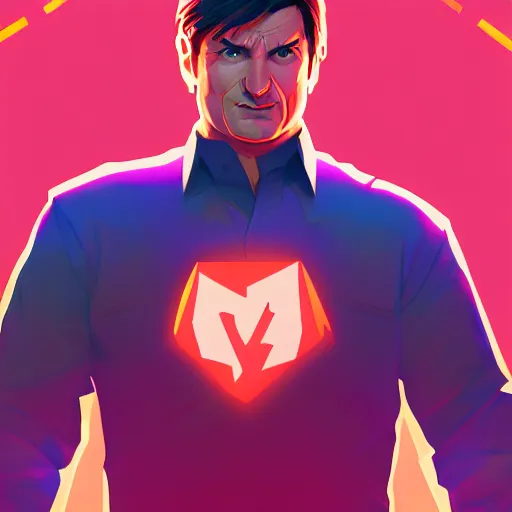 Image similar to nathan fillion radiating a glowing aura stuff loot legends stylized digital illustration video game icon artstation lois van baarle, ilya kuvshinov, rossdraws,