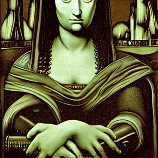 Image similar to giger, h. r. - monalisa in the style of giger, h. r. by giger, h. r.