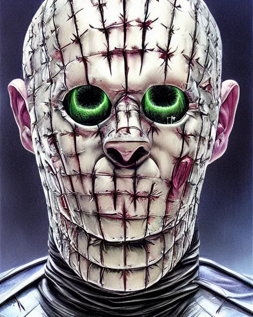 Image similar to Pinhead from Hellraiser by Peter Andrew Jones, hyperrealism