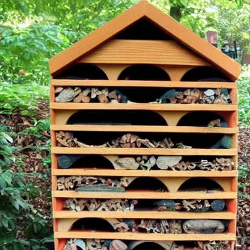 Image similar to insect hotel designed by Frank Lloyd Wright