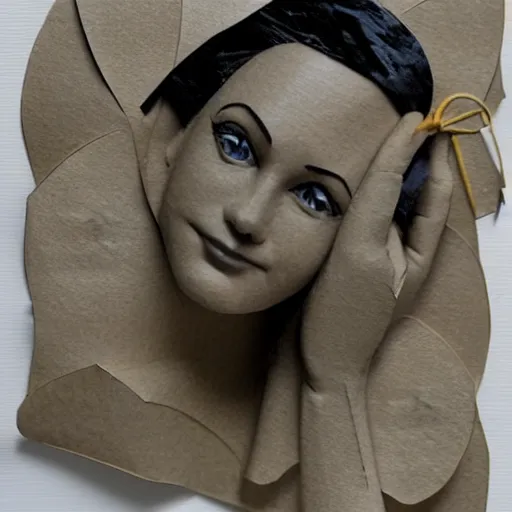 Image similar to a paper model of lucy jeartfilia, paper modeling art.