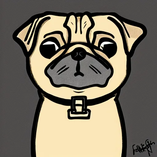 Image similar to colorful mcbess illustration of a cute pug