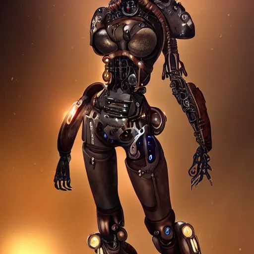 Prompt: frontal fullbody painting of a beautiful , steampunk cyborg, feminine figure, higly detailed, ultraHD, 8k, smooth , pixiv art, cgsociety, artgem, high quality, digital illustration, concept art, masterpiece