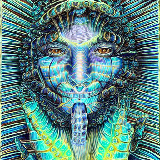 Prompt: a psychedelic!!!!! detailed drawing by alex grey, behance, psychedelic art, psychedelic, high detailed, hypnotic