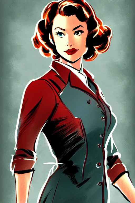 Image similar to Agent carter illustration concept art in the style of Amano, Yoshitaka