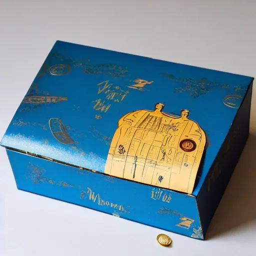 Image similar to vintage craft paper gift box for men, old school, wes anderson style