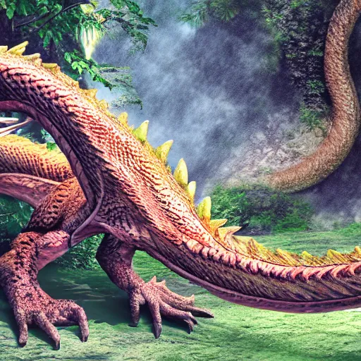 Prompt: a jungle dragon, photorealistic hd image