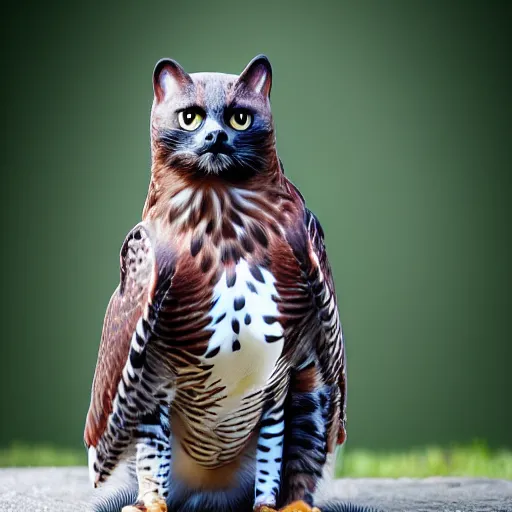 Image similar to a falcon - cat - hybrid, animal photography