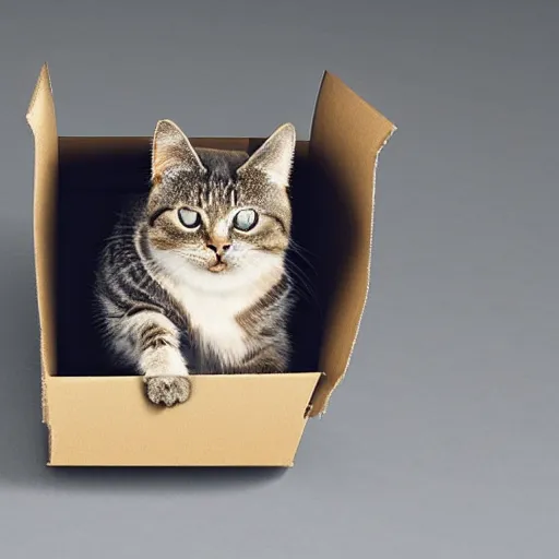 Prompt: the state of schrodinger's cat when the box not open