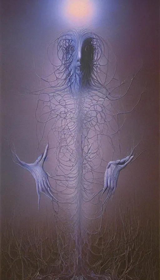 Image similar to psytrance artwork, by zdzisław beksinski