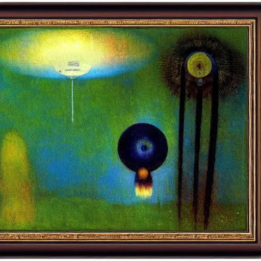 Image similar to ufo in the jungle y odilon redon