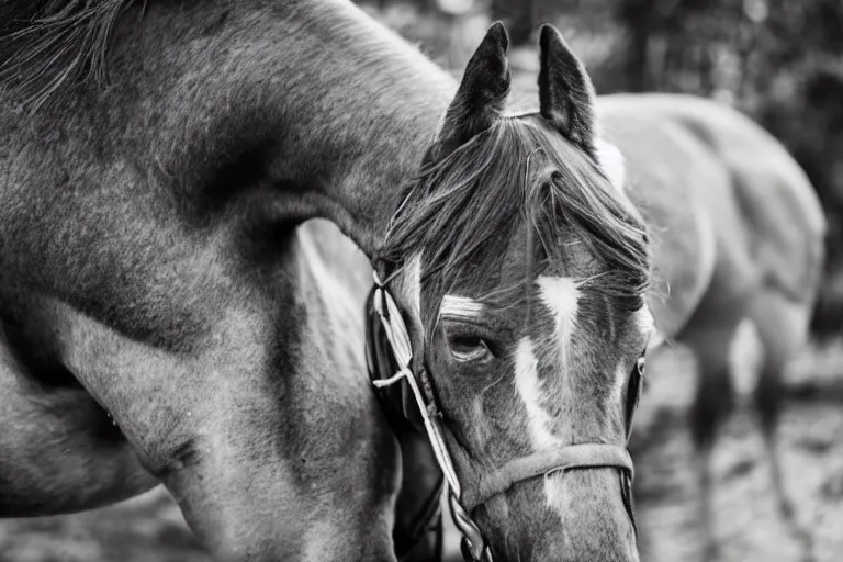 Image similar to a depressed photo of a dying guy crying while his horse is crying