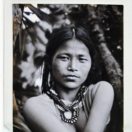 Image similar to 3 5 mm vintage portrait polaroid picture of nepali village girl posing for playboy photoshoot