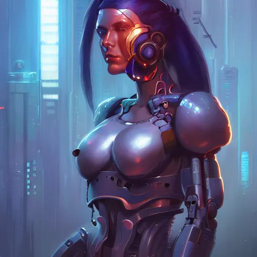 Image similar to a portrait of a beautiful cybernetic amazonian woman, cyberpunk concept art by pete mohrbacher and wlop and artgerm and josan gonzales, digital art, highly detailed, intricate, sci-fi, sharp focus, Trending on Artstation HQ, deviantart, unreal engine 5, 4K UHD image