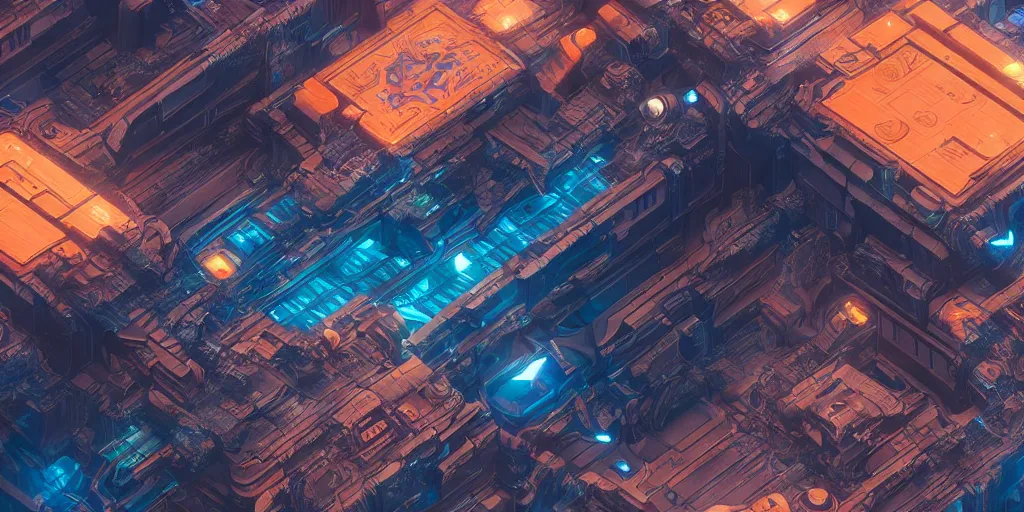 Image similar to Atlantis, cyberpunk, extra detailed, digital art, trending on artstation and unreal engine, 8k, orange and blue tones only