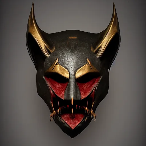 Image similar to a vampire bat crusader mask, epic scale, character concept art, face symmetry, intricate accurate details, artstation trending, octane render, cinematic color grading, soft light, rule of thirds, golden ratio, like a professional model, cinematic, 8 k, clear.