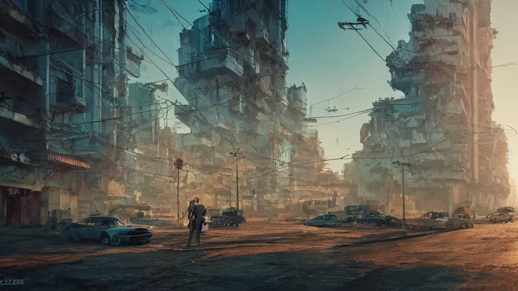 Prompt: La Habana, year 2049, cyberpunk, extremely realistic, highly detailed, concept art, trending on artstation, depth of field, moment cinebloom filter, cinematic color, ultra wide