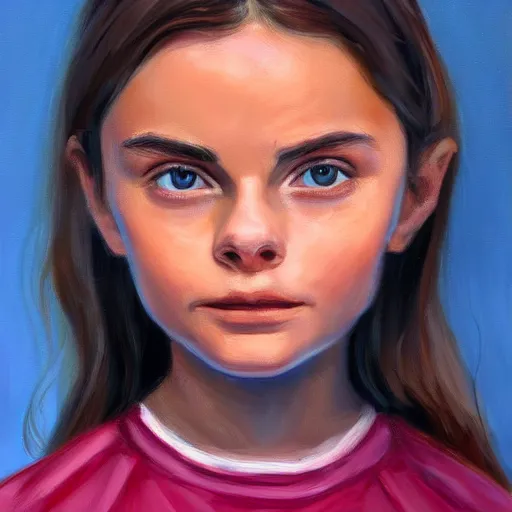 Image similar to closeup oil painting of Dafne keen, digital art, 4k resolution