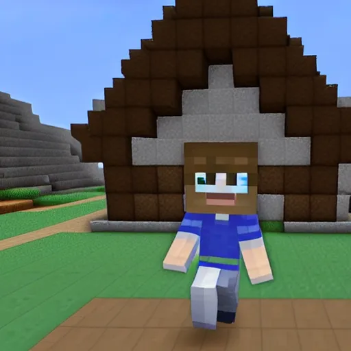 Prompt: a blue villager in minecraft