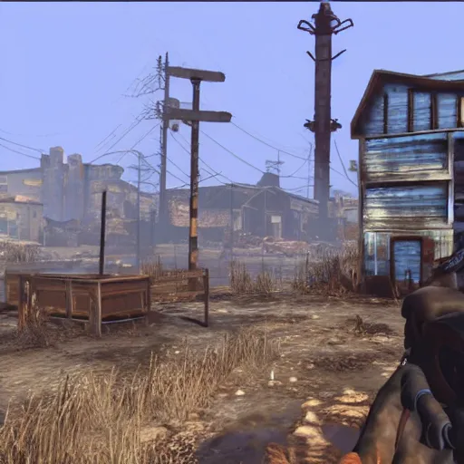 Image similar to fallout 4 but rendered in n 6 4 graphics.