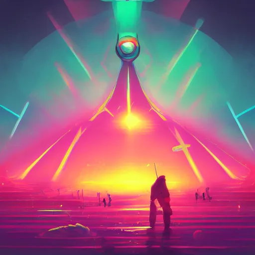 Image similar to stonenghe, retrowave epic art trending on art station