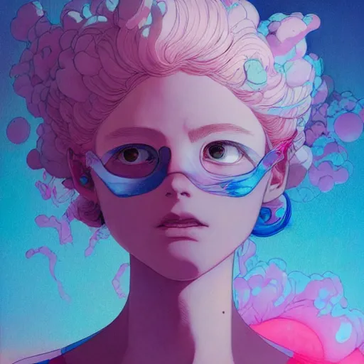 Prompt: prompt : pink and blue portrait soft light painted by james jean and katsuhiro otomo and erik jones, inspired by evangeleon anime, smooth face feature, intricate oil painting, high detail illustration, sharp high detail, manga and anime 1 9 9 0