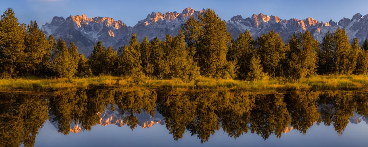 Prompt: big realistic tree near to a river on sunset with reflection on the leaves and mountains in the background, landscape, extremely high fidelity, 8 k, super resolution