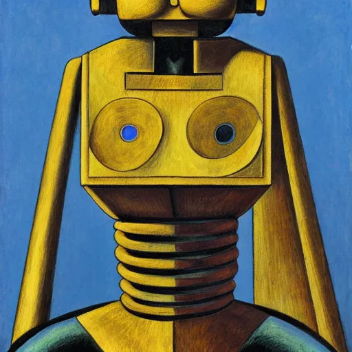 Image similar to the robot wearing her human mask, by kit williams and diego rivera, symbolist, dramatic lighting, elaborate geometric ornament, art brut, god rays, soft cool colors, smooth, sharp focus, extremely detailed