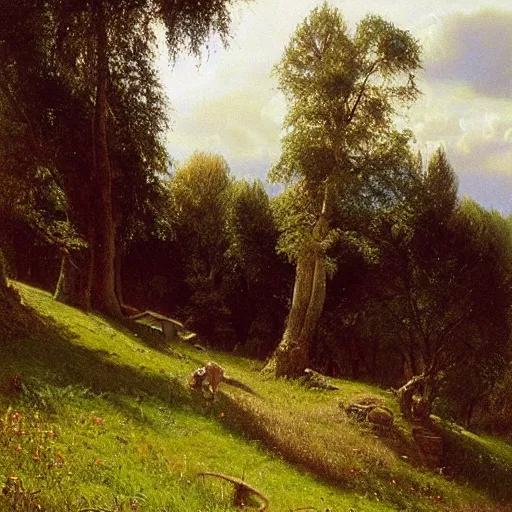 Prompt: The Shire painted by Ivan Kramskoi