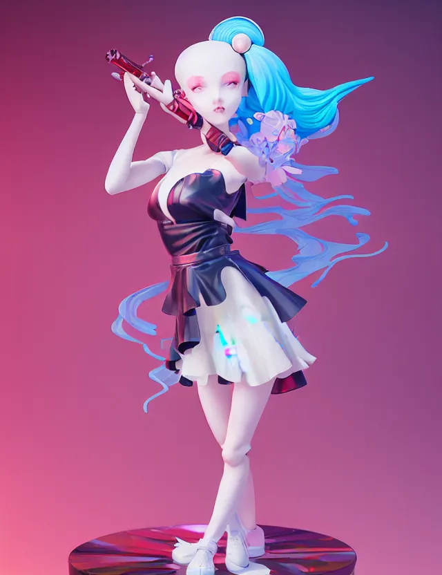 Image similar to james jean, ilya kuvshinov isolated magical girl vinyl figure, figure photography, glitter accents on figure, holographic undertones, anime stylized, high detail, ethereal lighting, rim light, expert light effects on figure, sharp focus, dramatic composition and glowing effects unreal engine, octane, editorial awarded character design