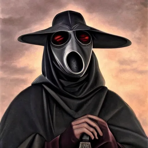 Image similar to medieval plague doctor under the cloudy sky apocalyptic deviant art dark art caravaggio