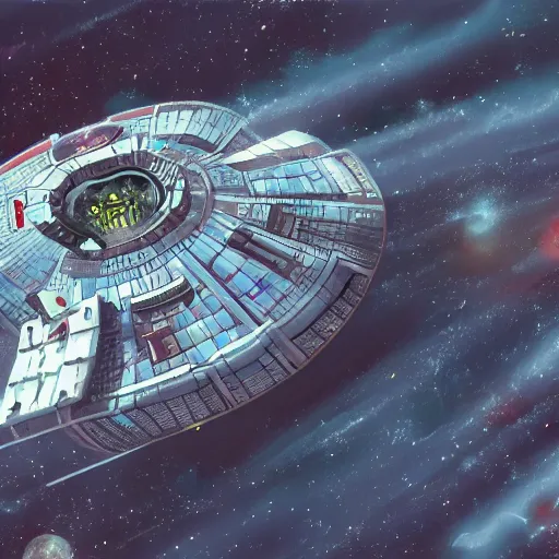 Prompt: detailed concept art of a space station in the shape of a ring