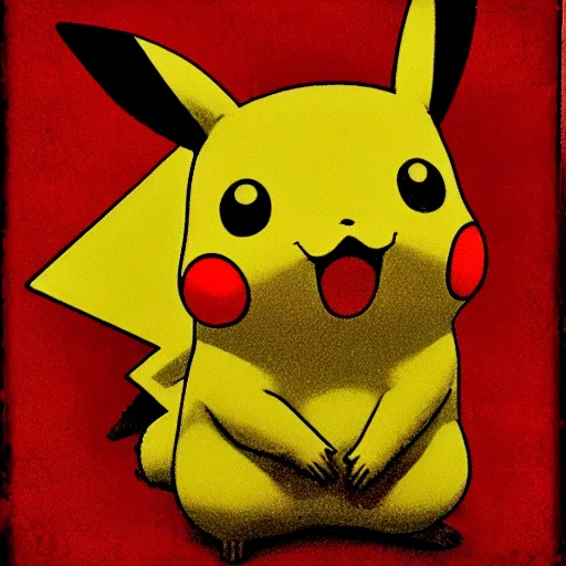 Image similar to Pikachu, colored collodion photograph