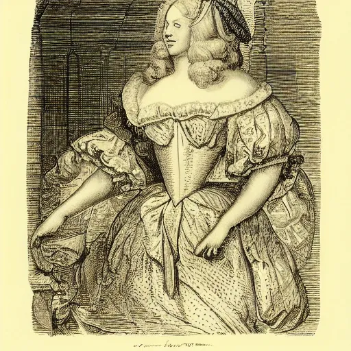Prompt: Lady Britannia, by William Hogarth, crosshatching, 18th century art